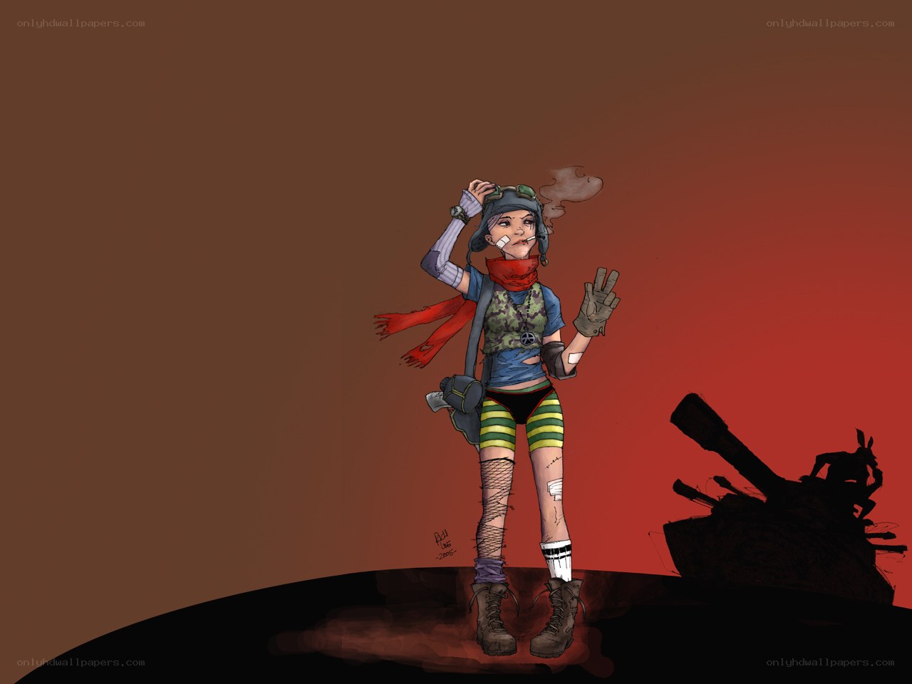 warrior with tank silhouette