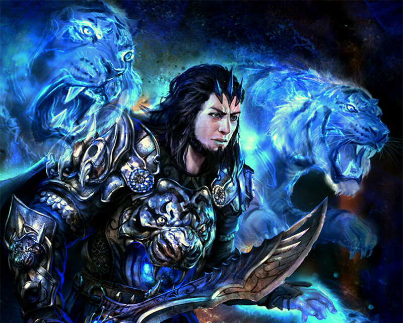 Warrior with Tiger Spirits