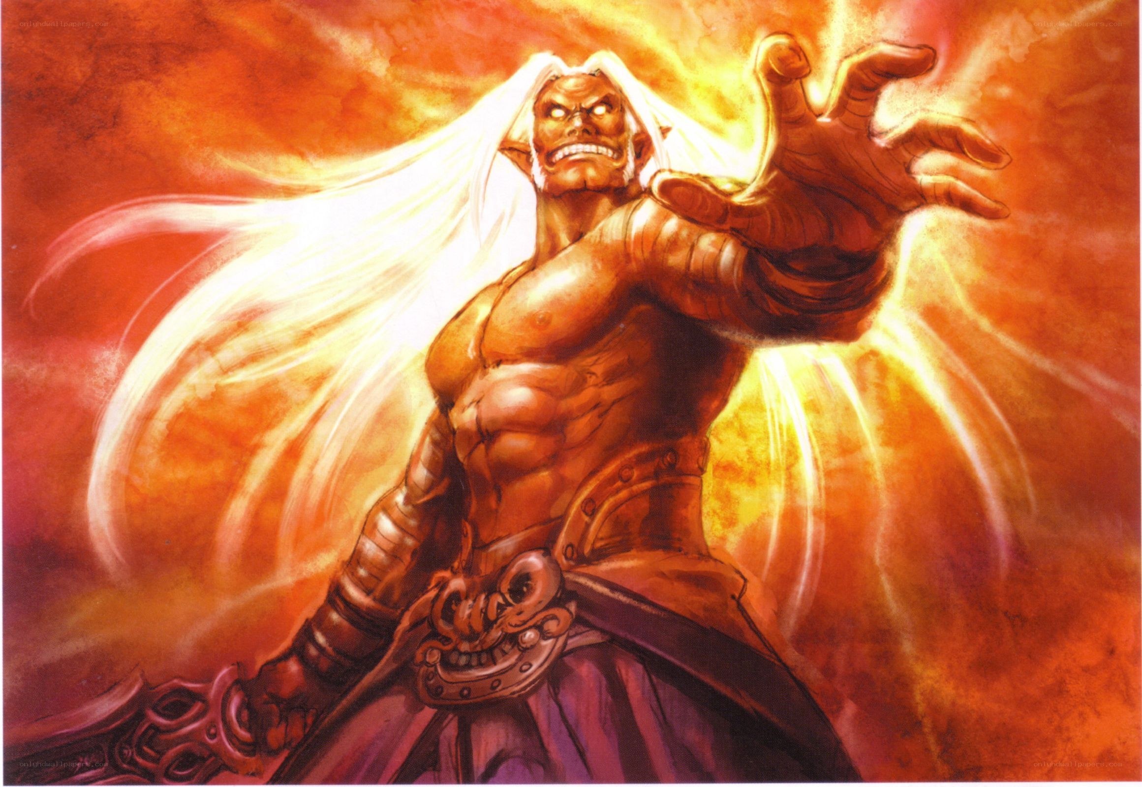 warrior with white hair casting spell