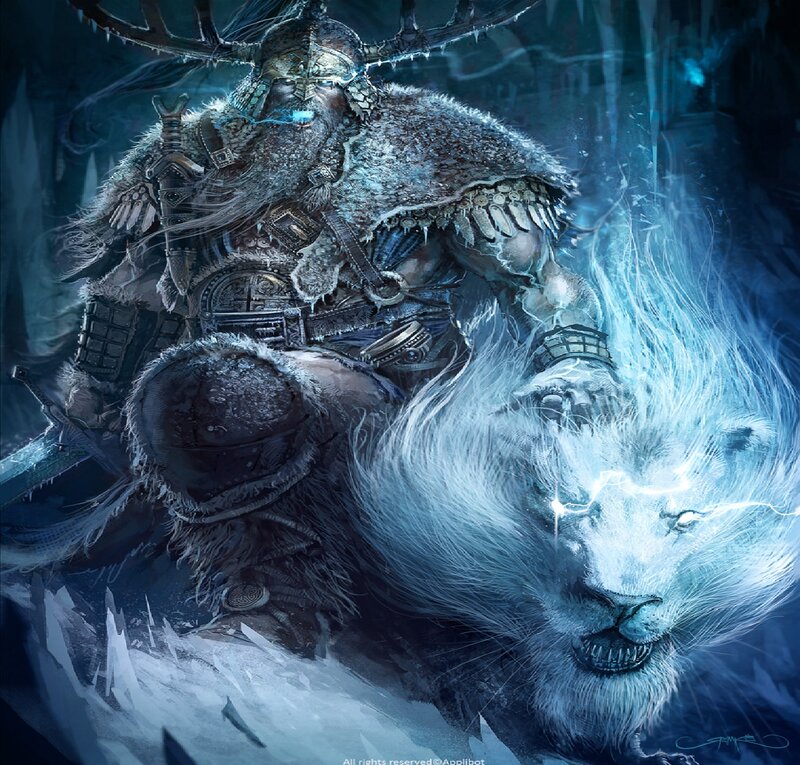 Warrior with White Lion