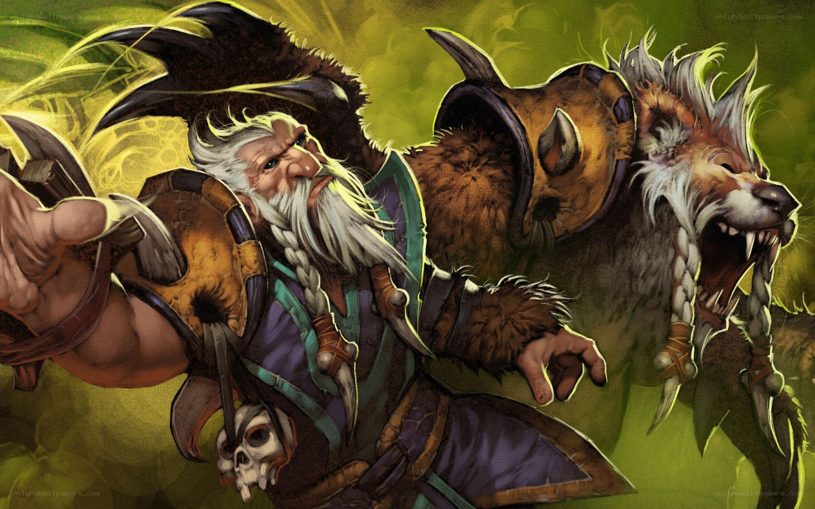 Warrior with wolf companion