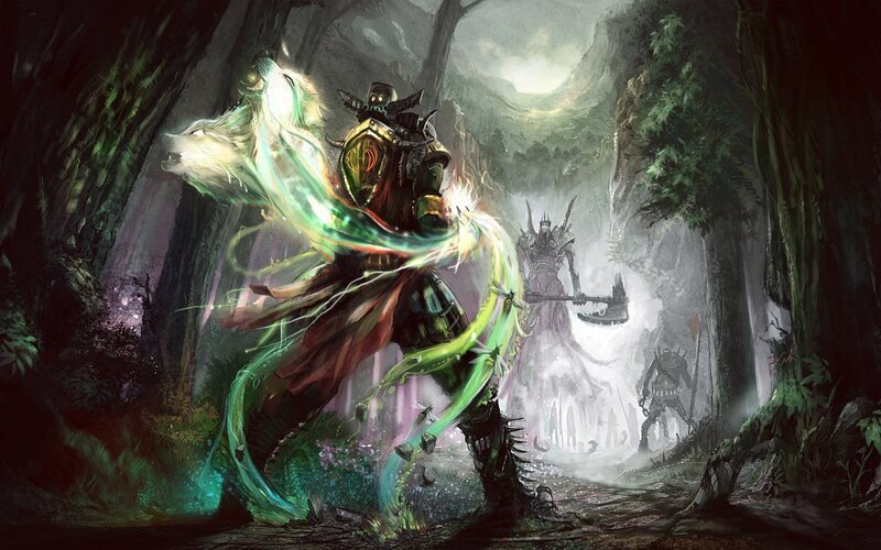 Warrior with wolf companion