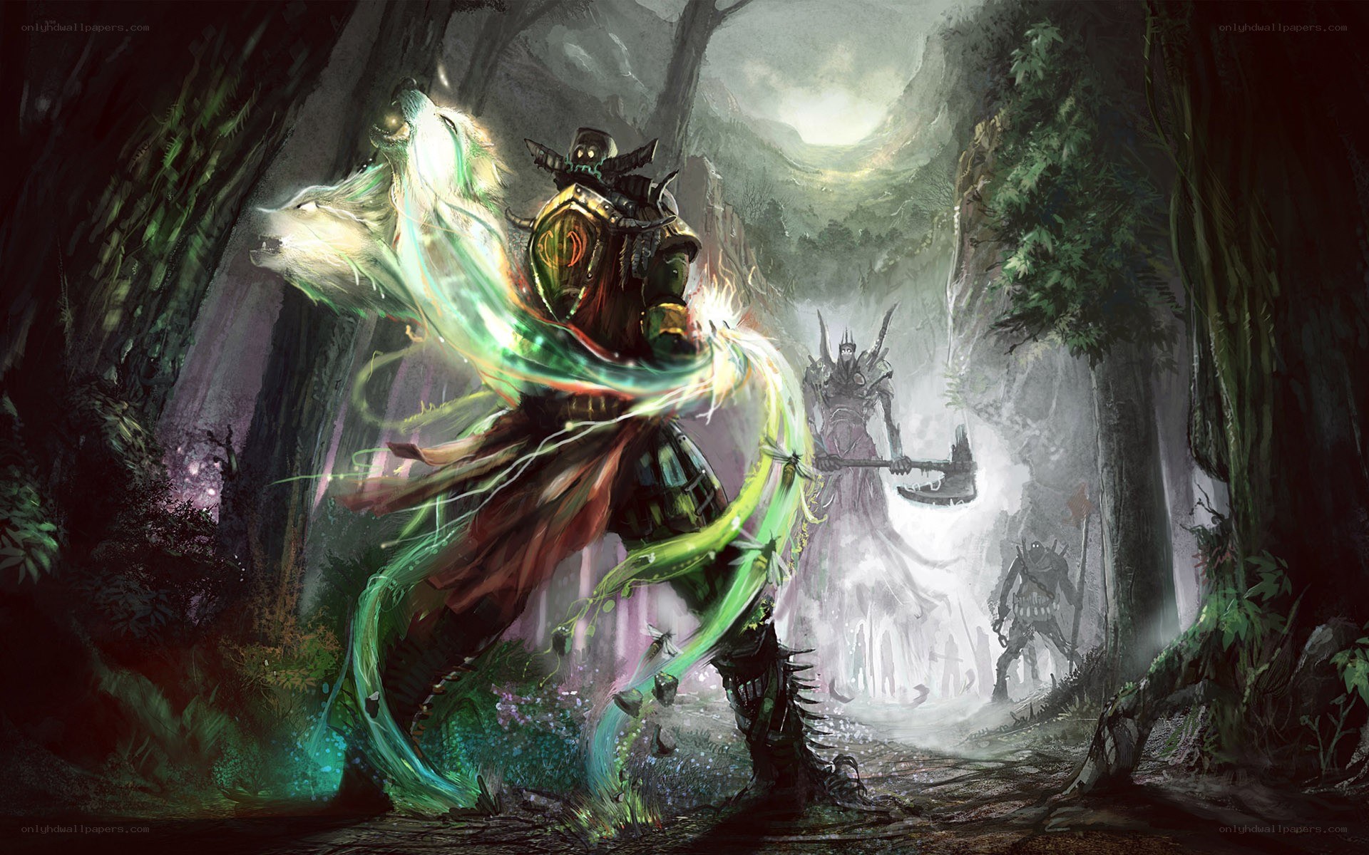 Warrior with wolf companion