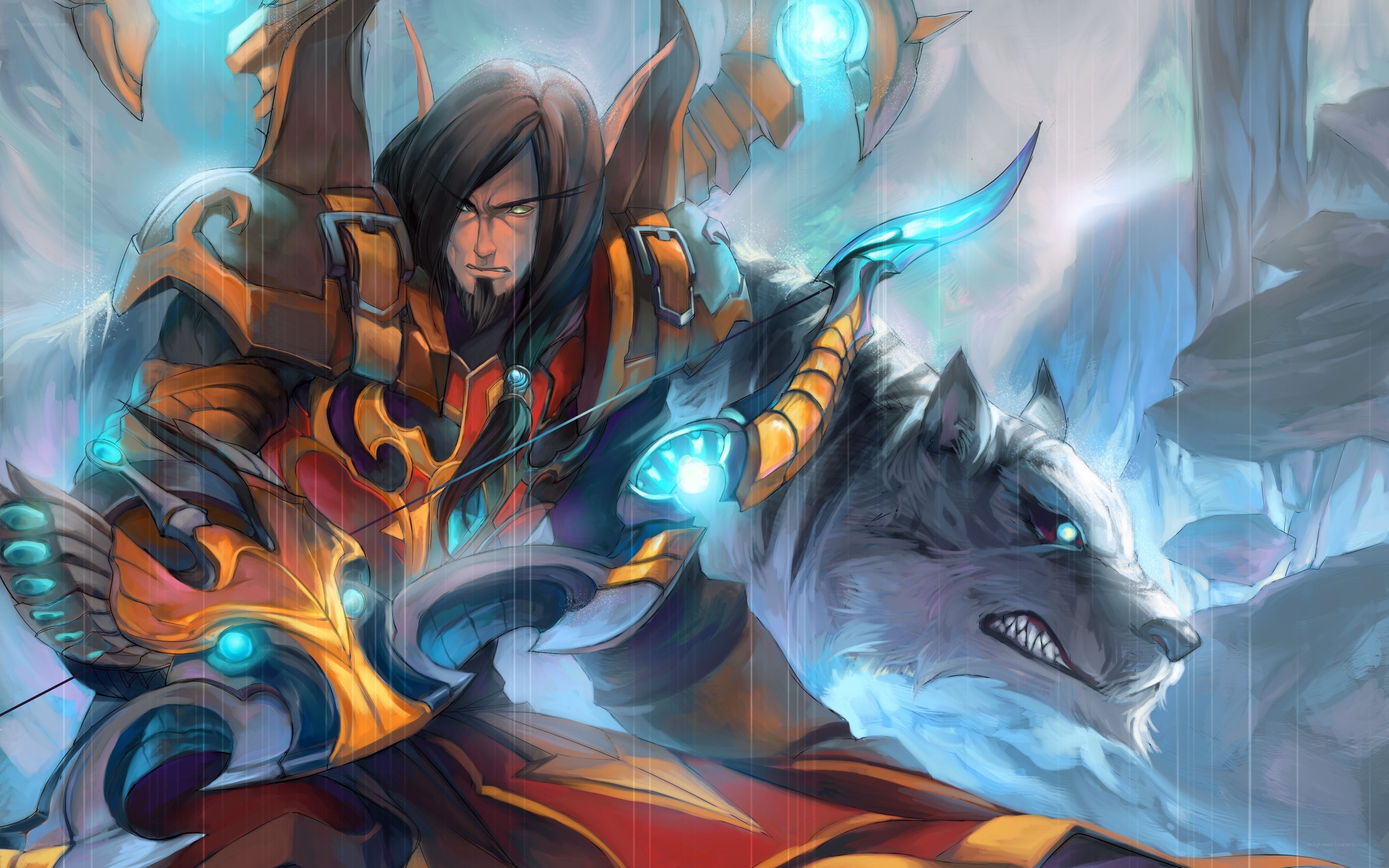 warrior with wolf companion