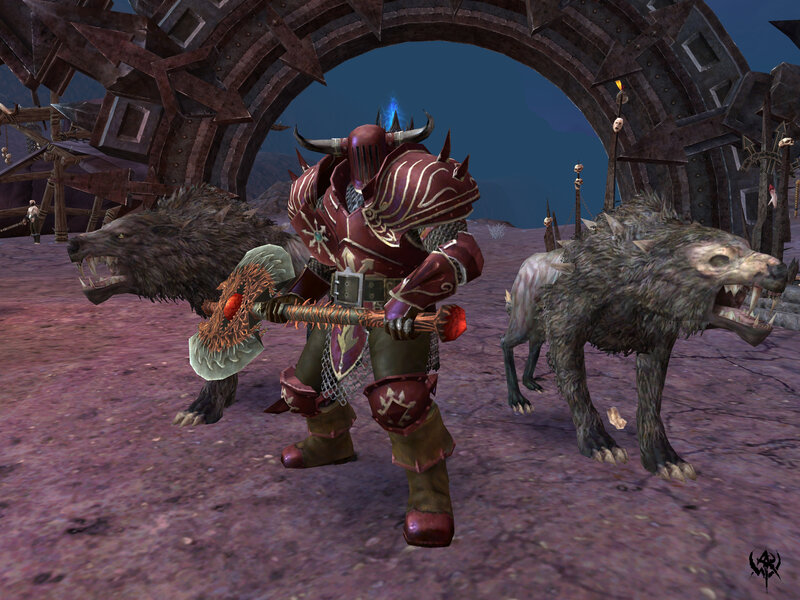warrior with wolf companions