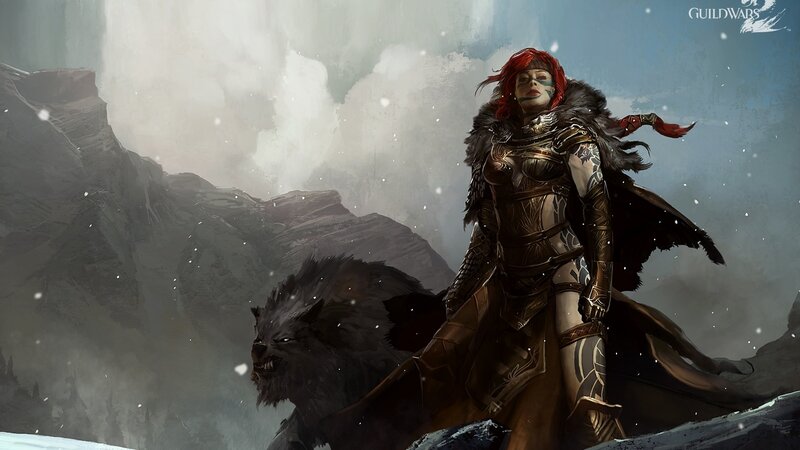 warrior with wolf in snow