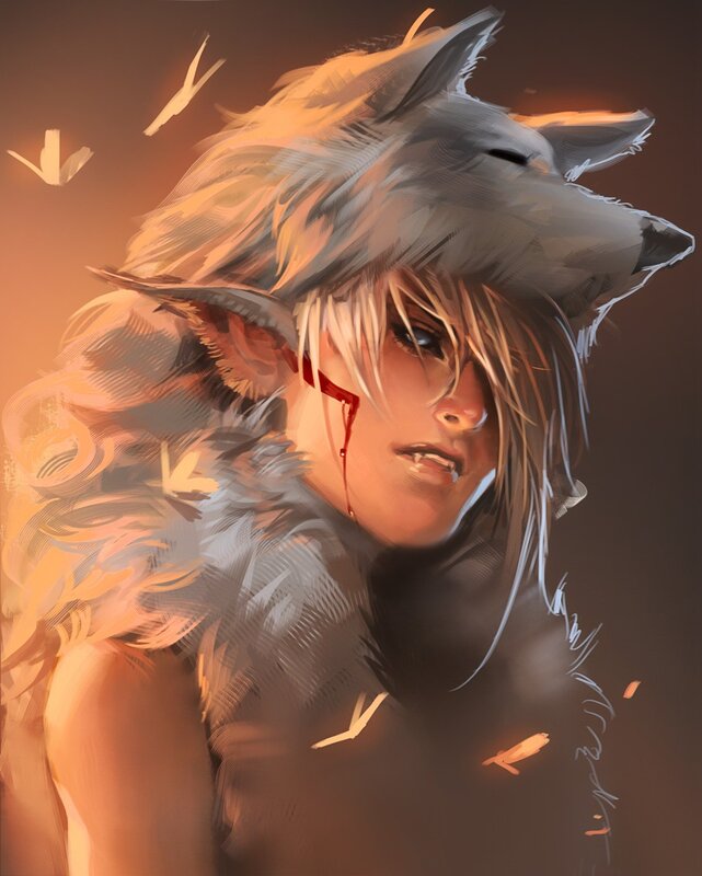 warrior with wolf mask