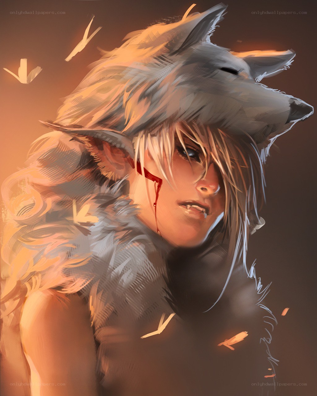 warrior with wolf mask