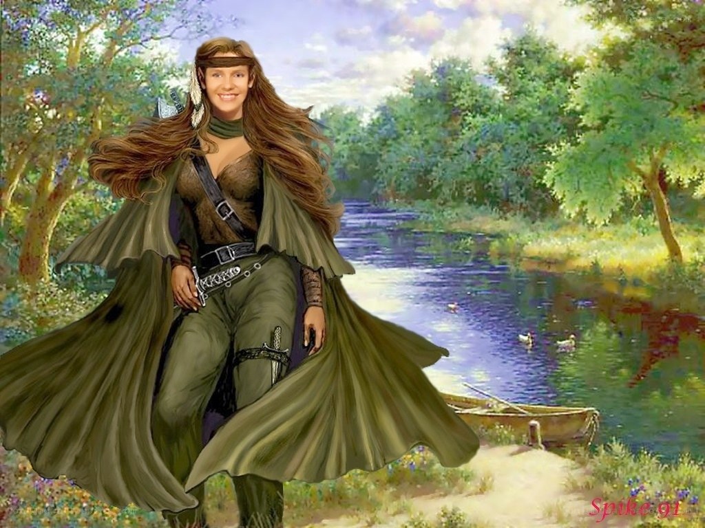 Warrior woman by a river