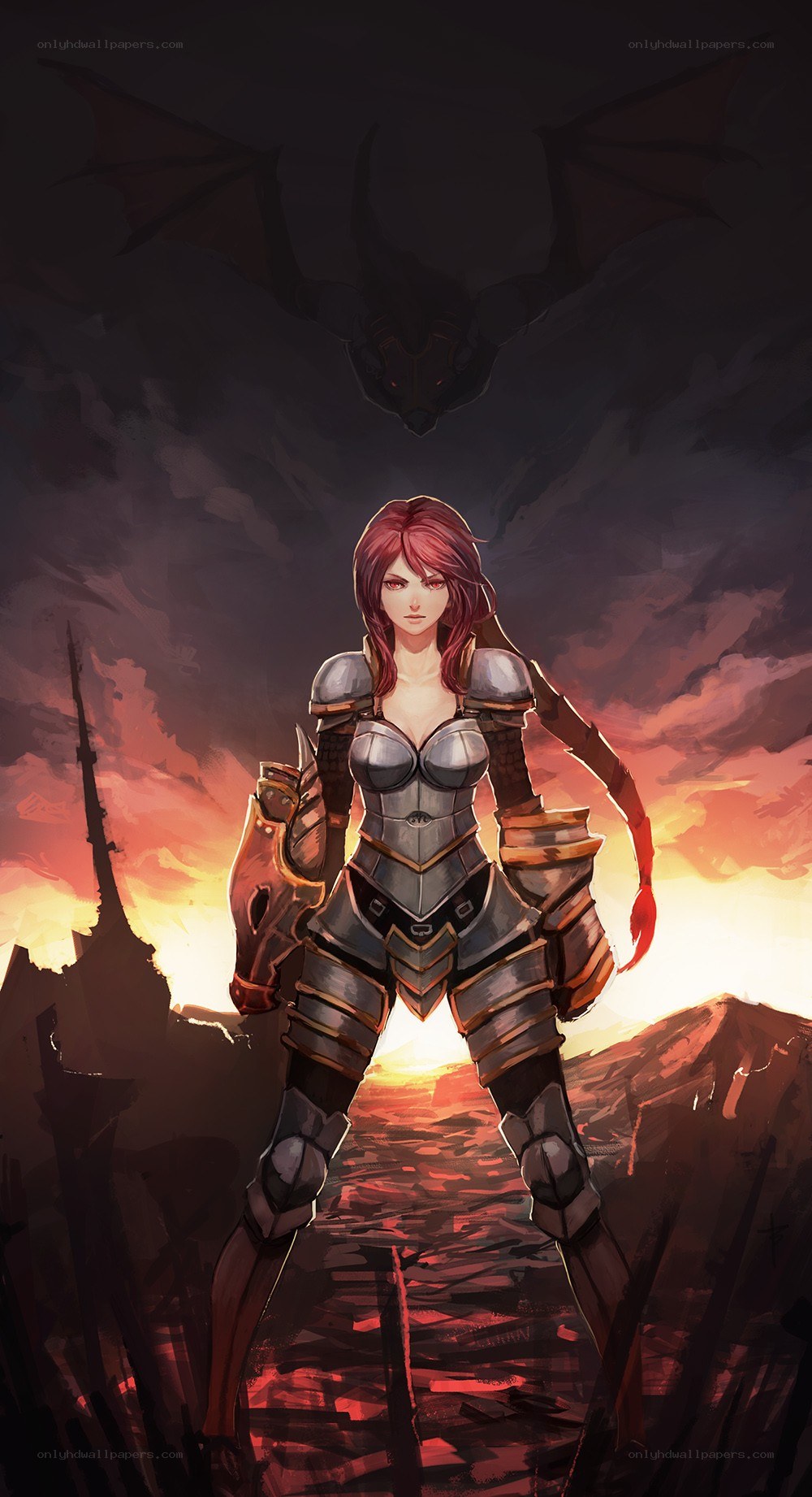 warrior woman facing dragon