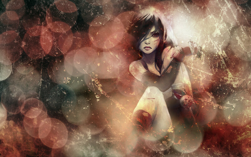 warrior woman in fiery chaos