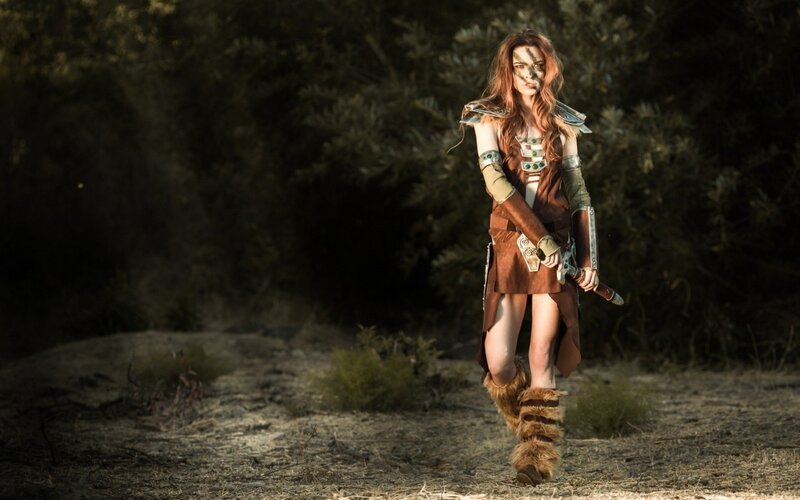 warrior woman in forest
