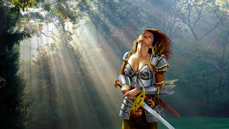 warrior woman in forest