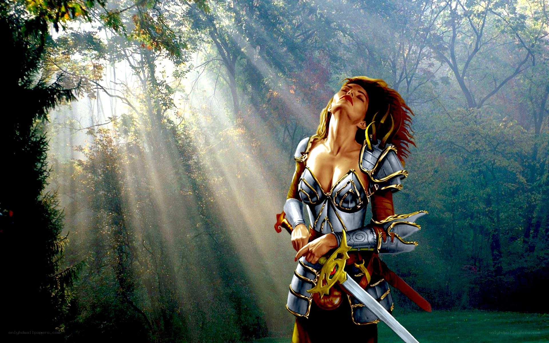 warrior woman in forest