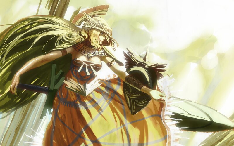 warrior woman in golden armor