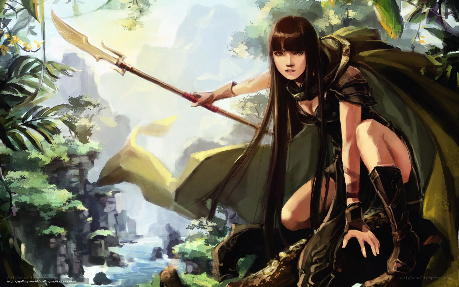 Warrior woman in jungle