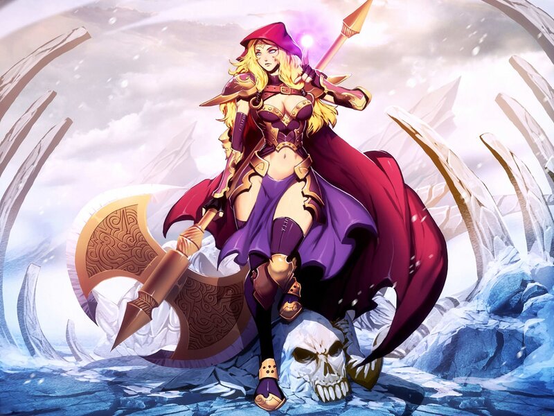 Warrior woman in purple armor