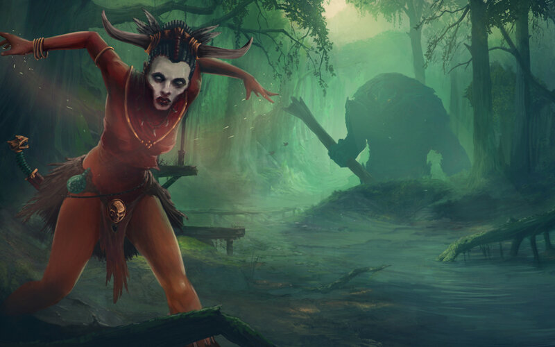 Warrior Woman in Swamp