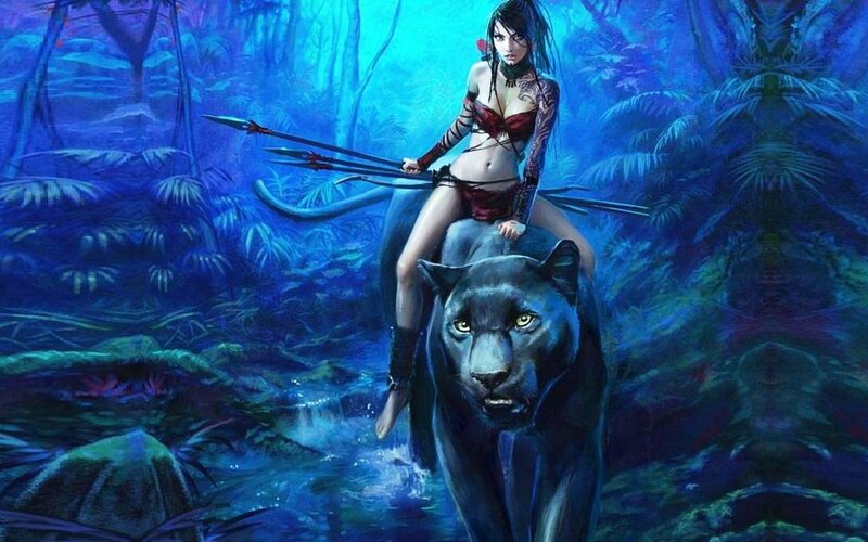 warrior woman on black panther