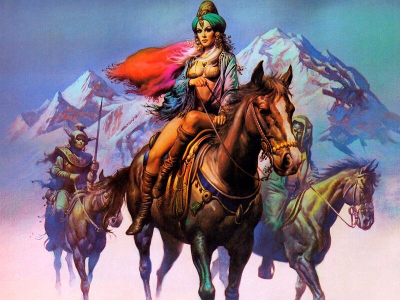 Warrior woman on horseback