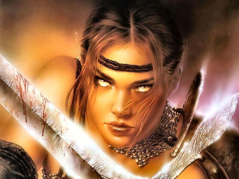 warrior woman with bloodied sword