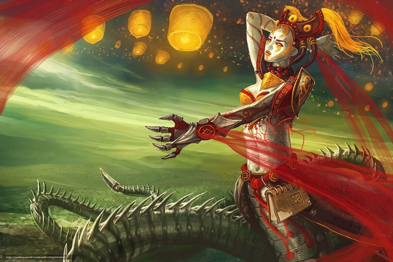 Warrior woman with dragon