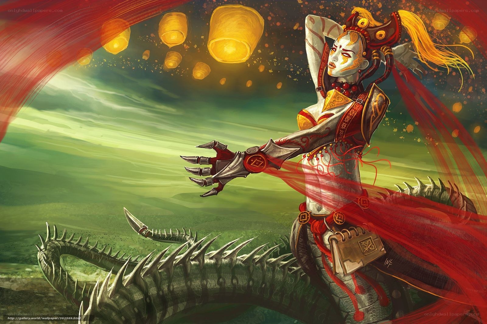 Warrior woman with dragon