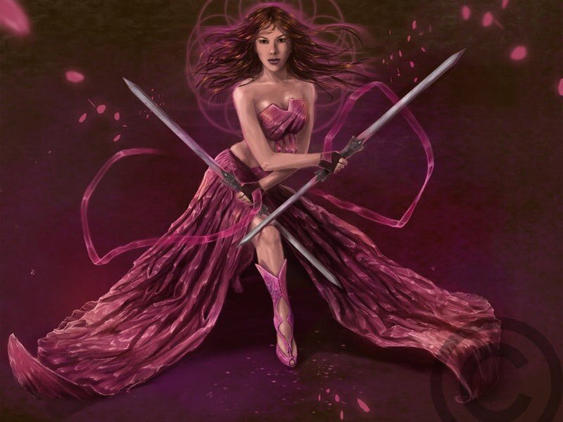 Warrior woman with dual swords