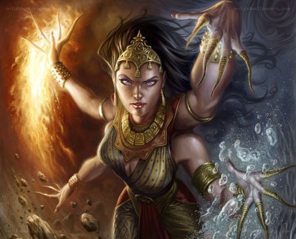 Warrior woman with elemental powers