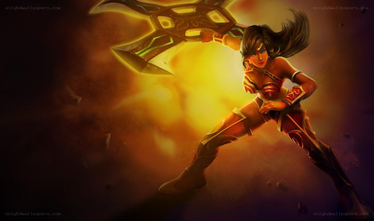warrior woman with glowing axe