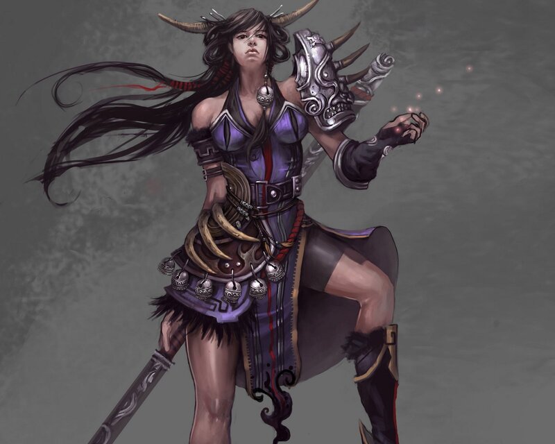 warrior woman with horned helmet