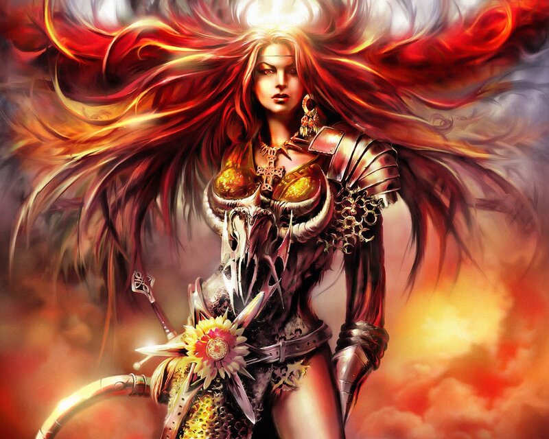 Warrior woman with red hair