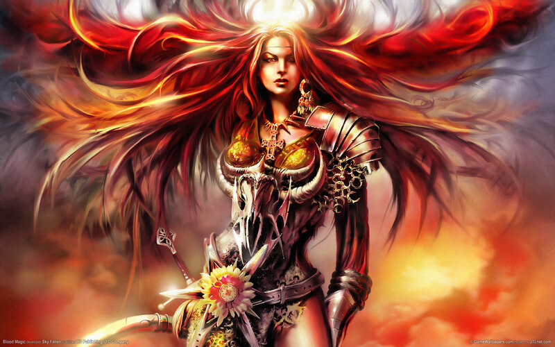 Warrior woman with red hair