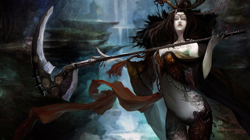 Warrior woman with scythe