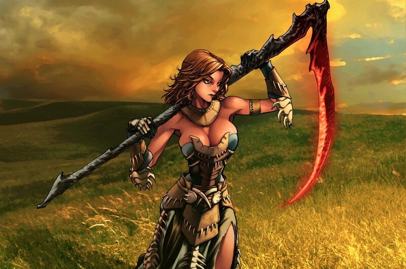 Warrior woman with scythe