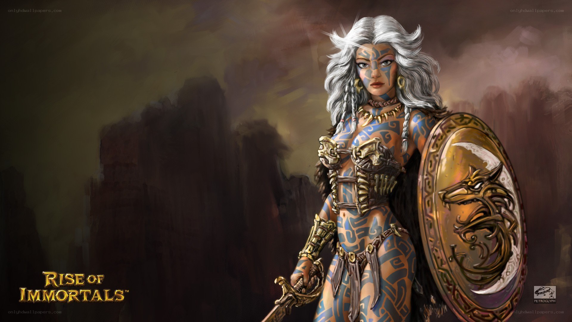 Warrior woman with shield