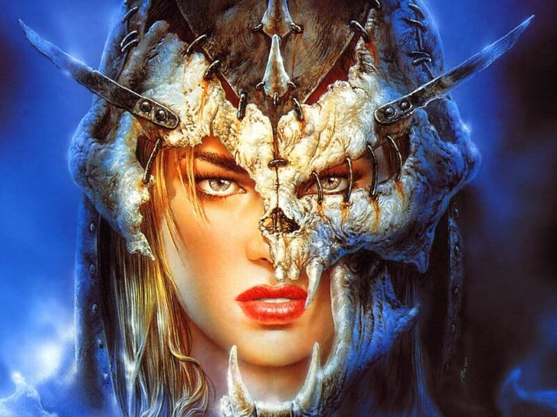 warrior woman with skull helmet