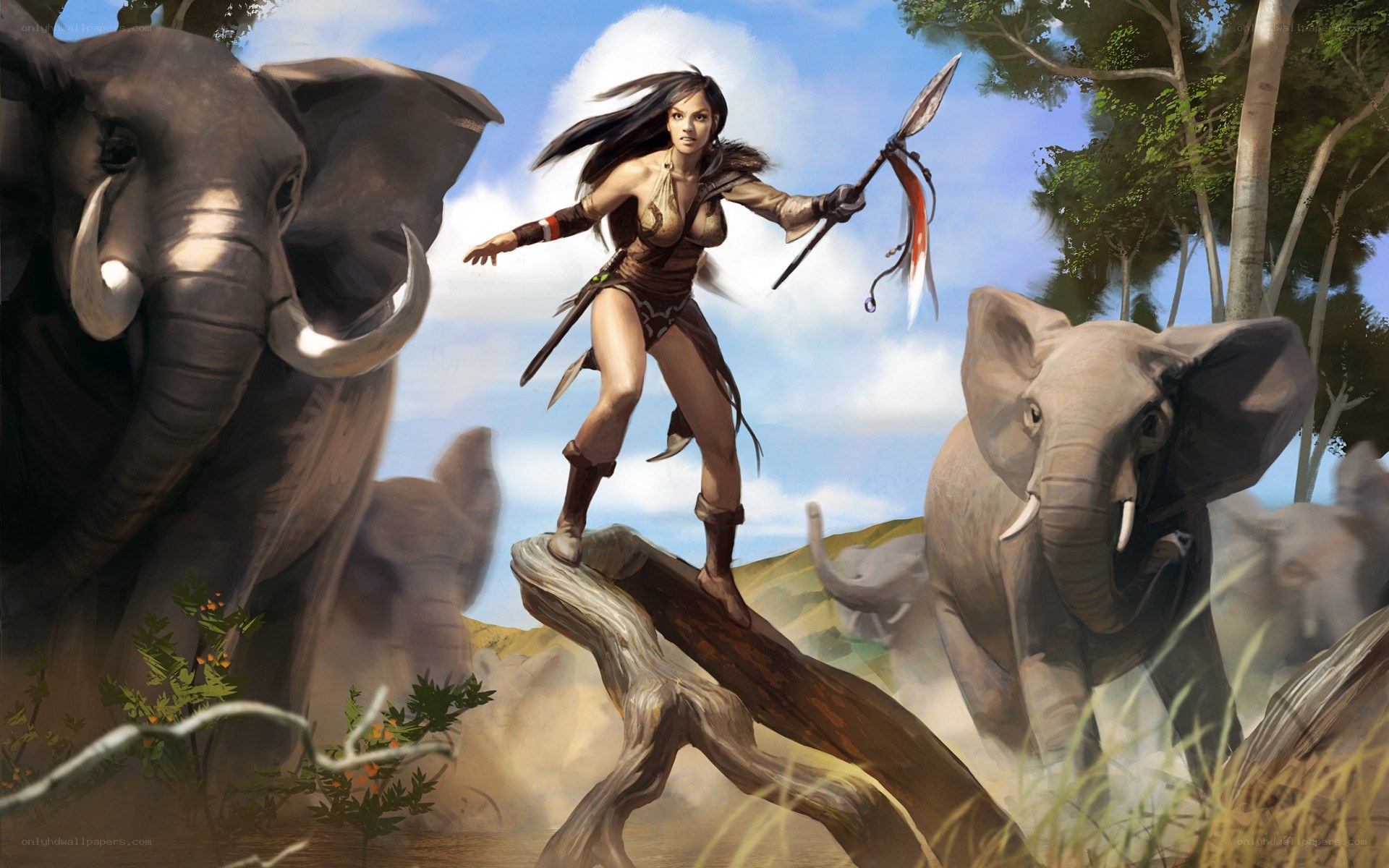 Warrior woman with spears
