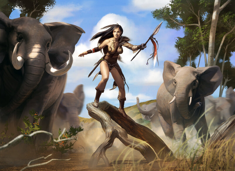 Warrior woman with spears