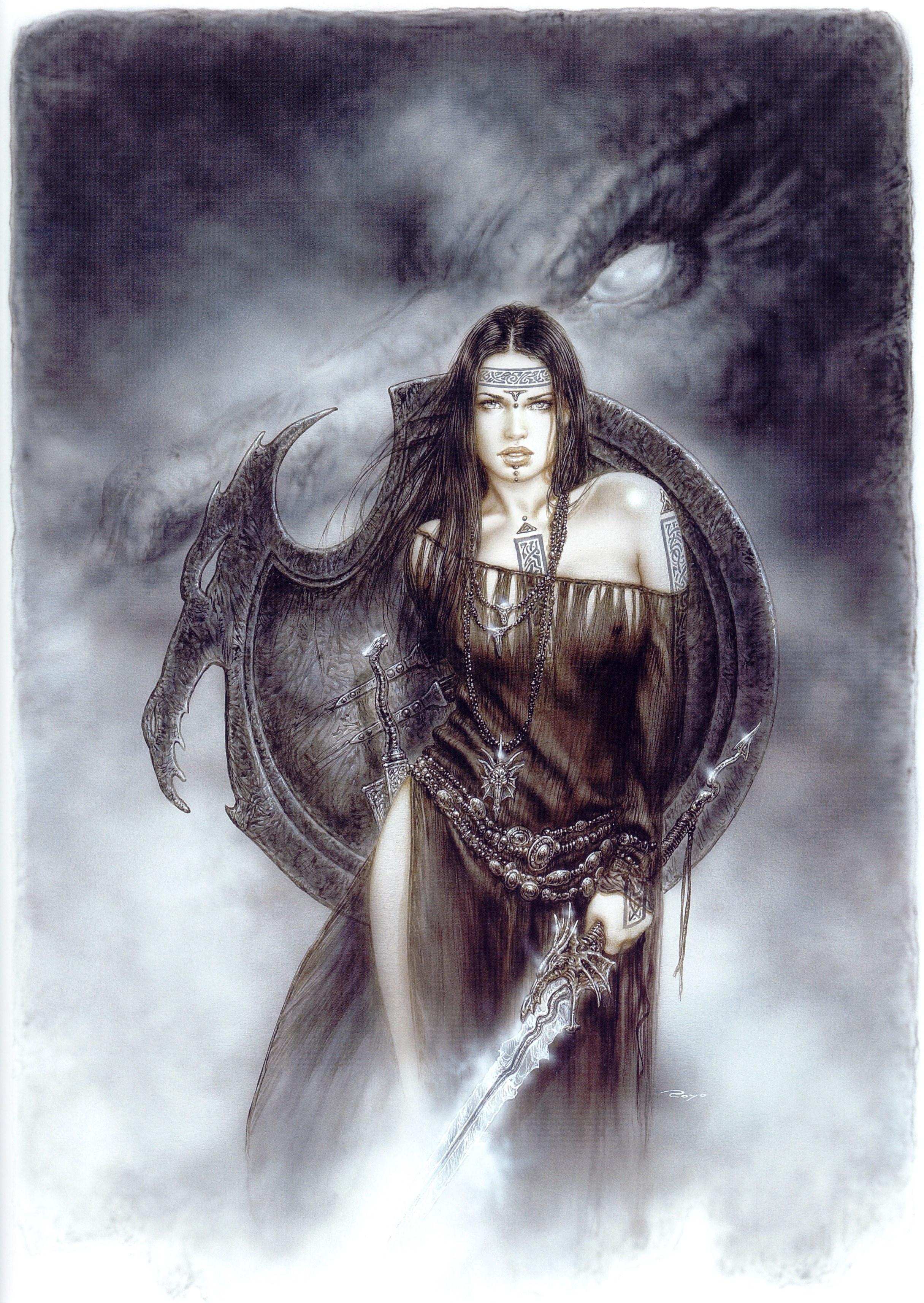 Warrior woman with sword and shield