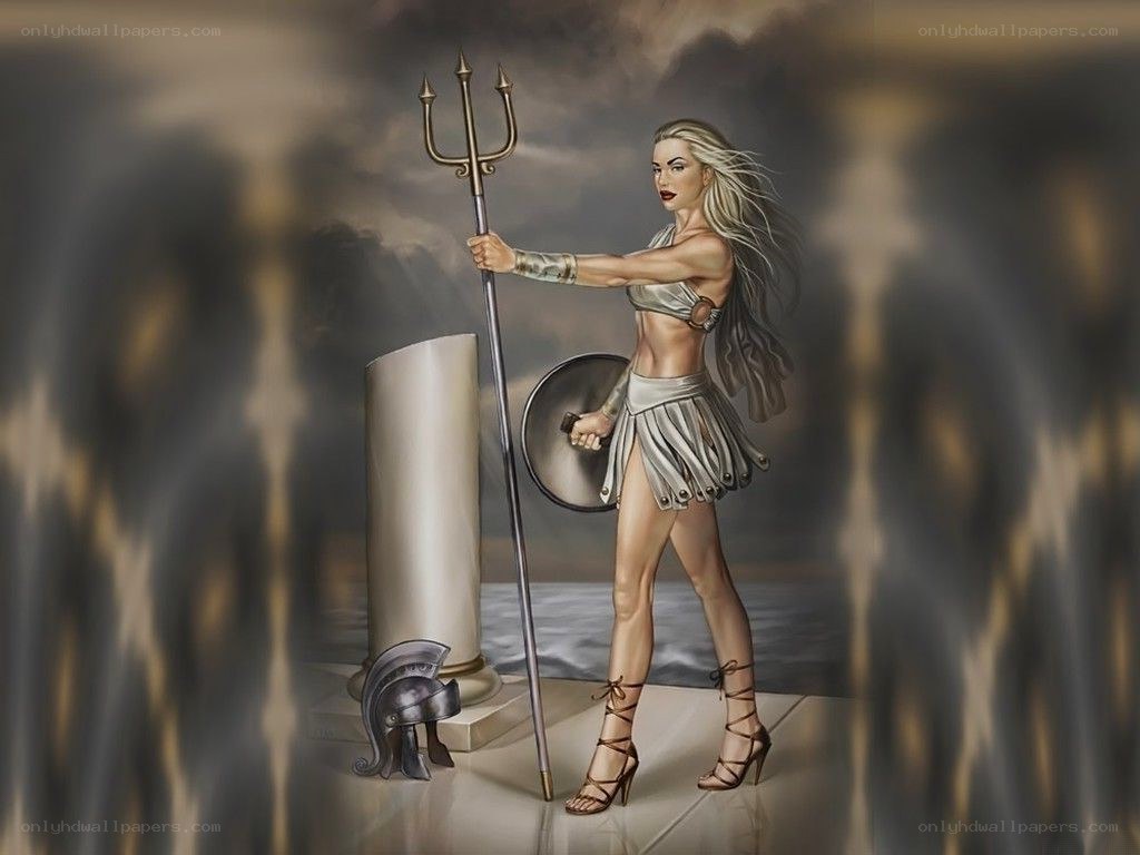 Warrior woman with trident