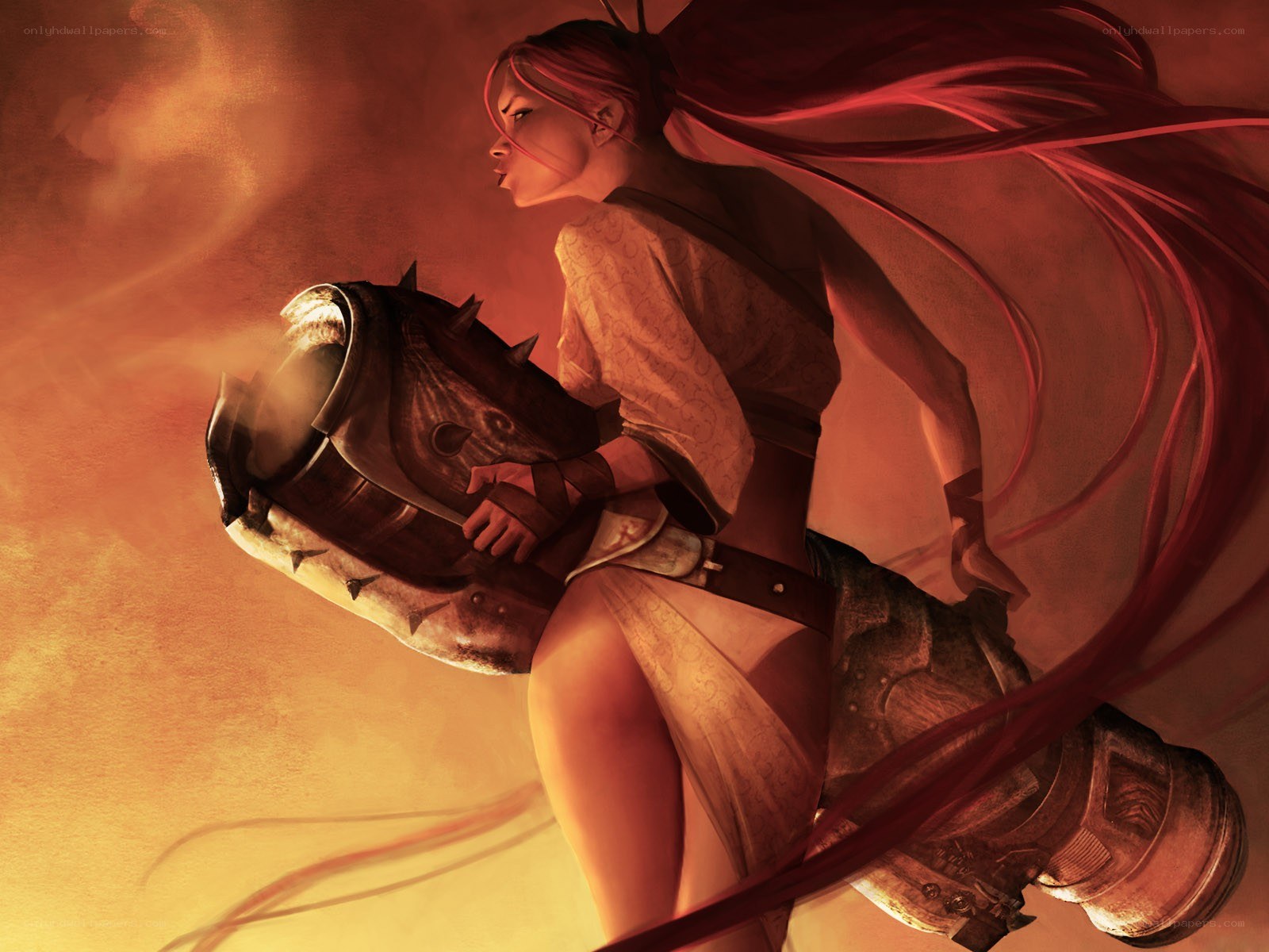 warrior woman with weapon