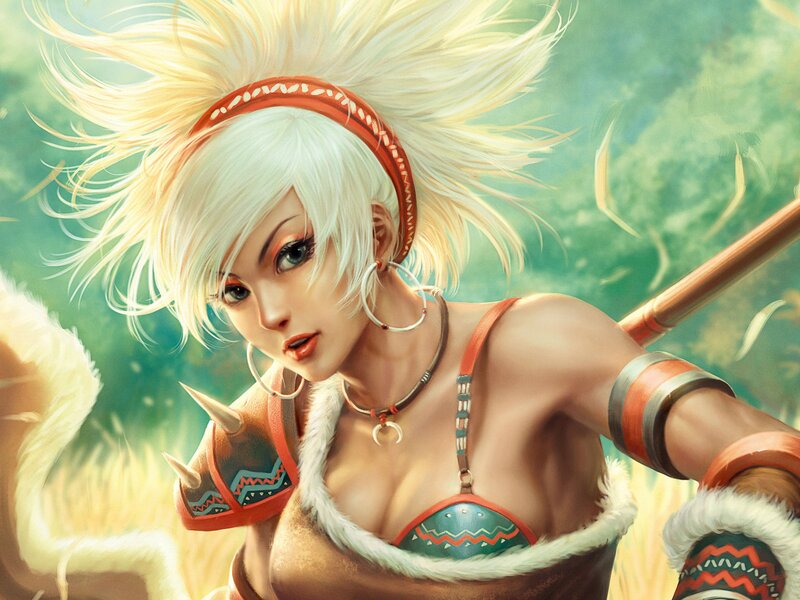 warrior woman with white hair