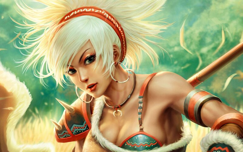 warrior woman with white hair