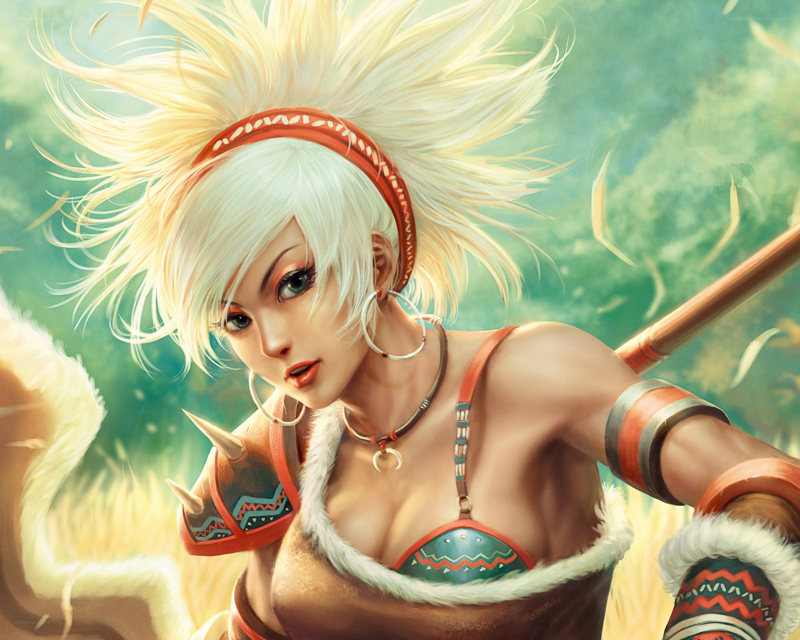 warrior woman with white hair