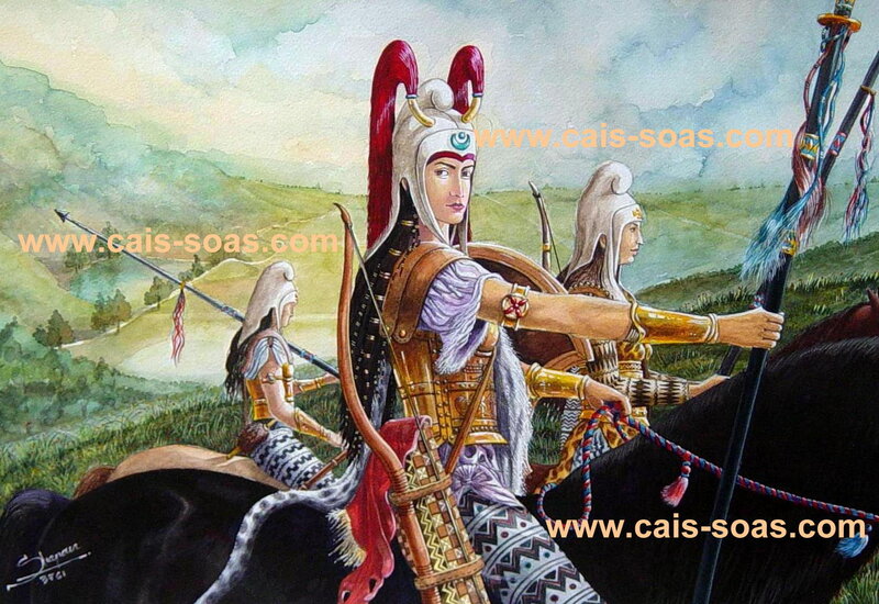 Warrior Women on Horseback — Green