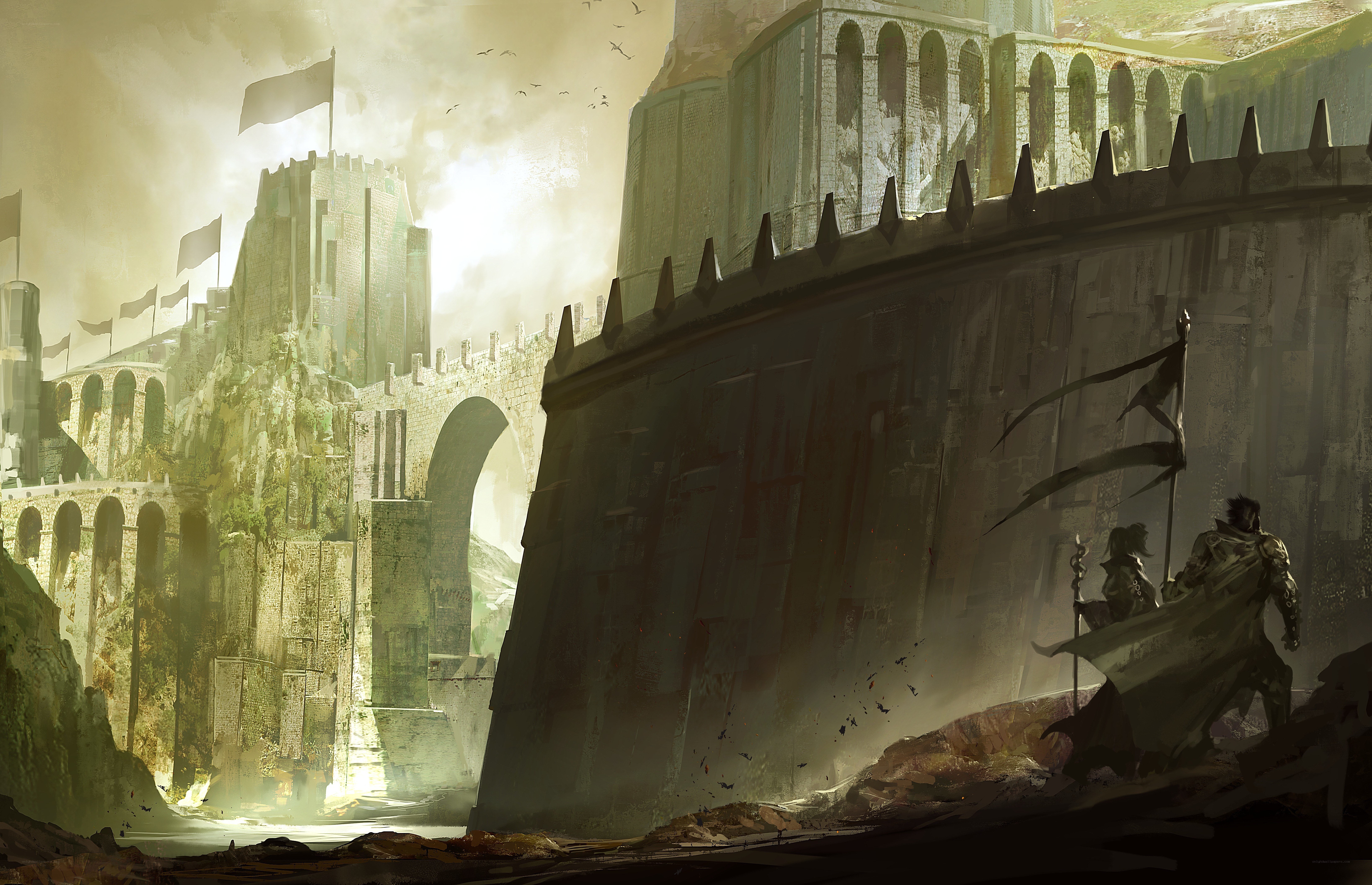 Warriors at a fortress gate