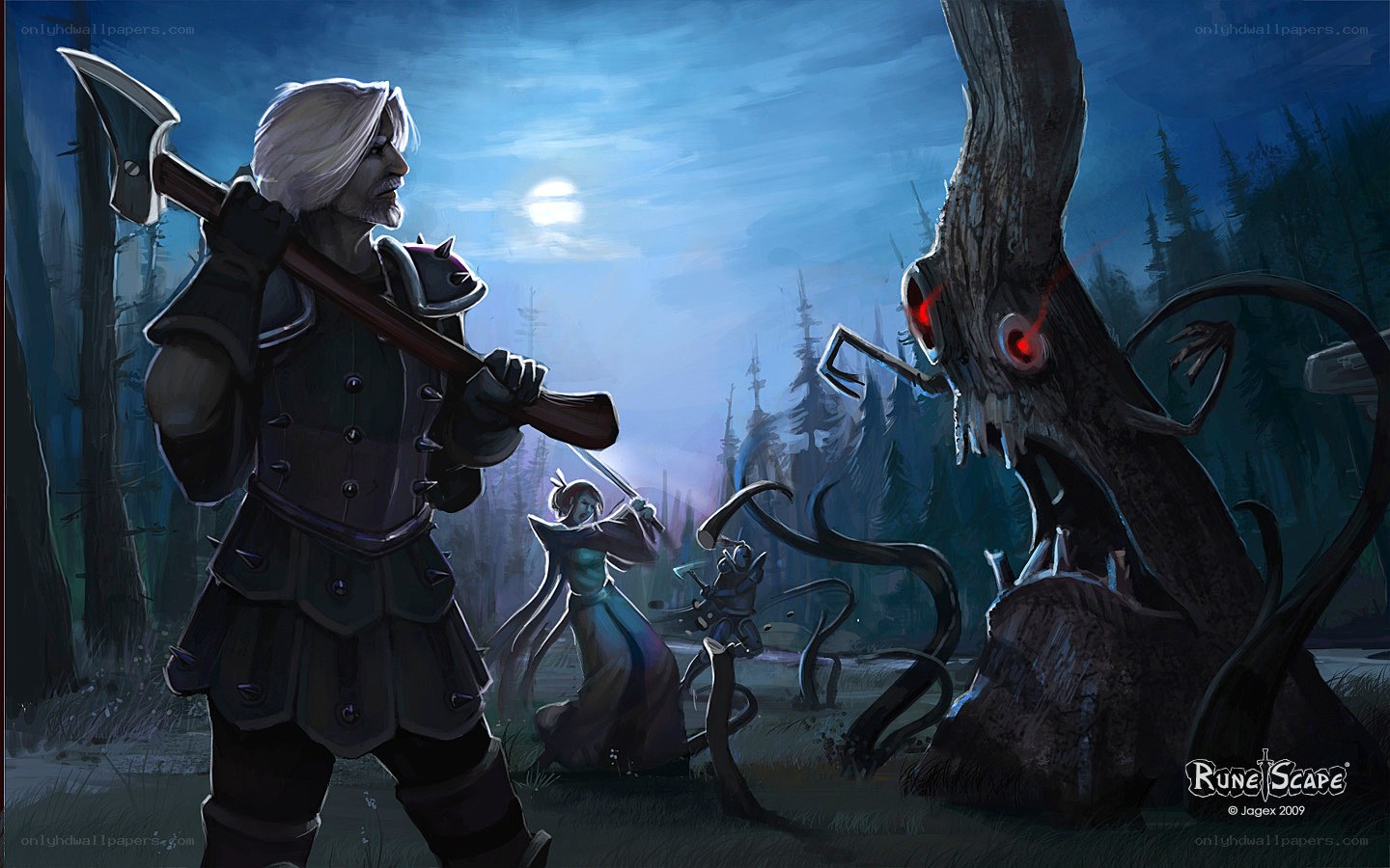 Warriors face a tree monster