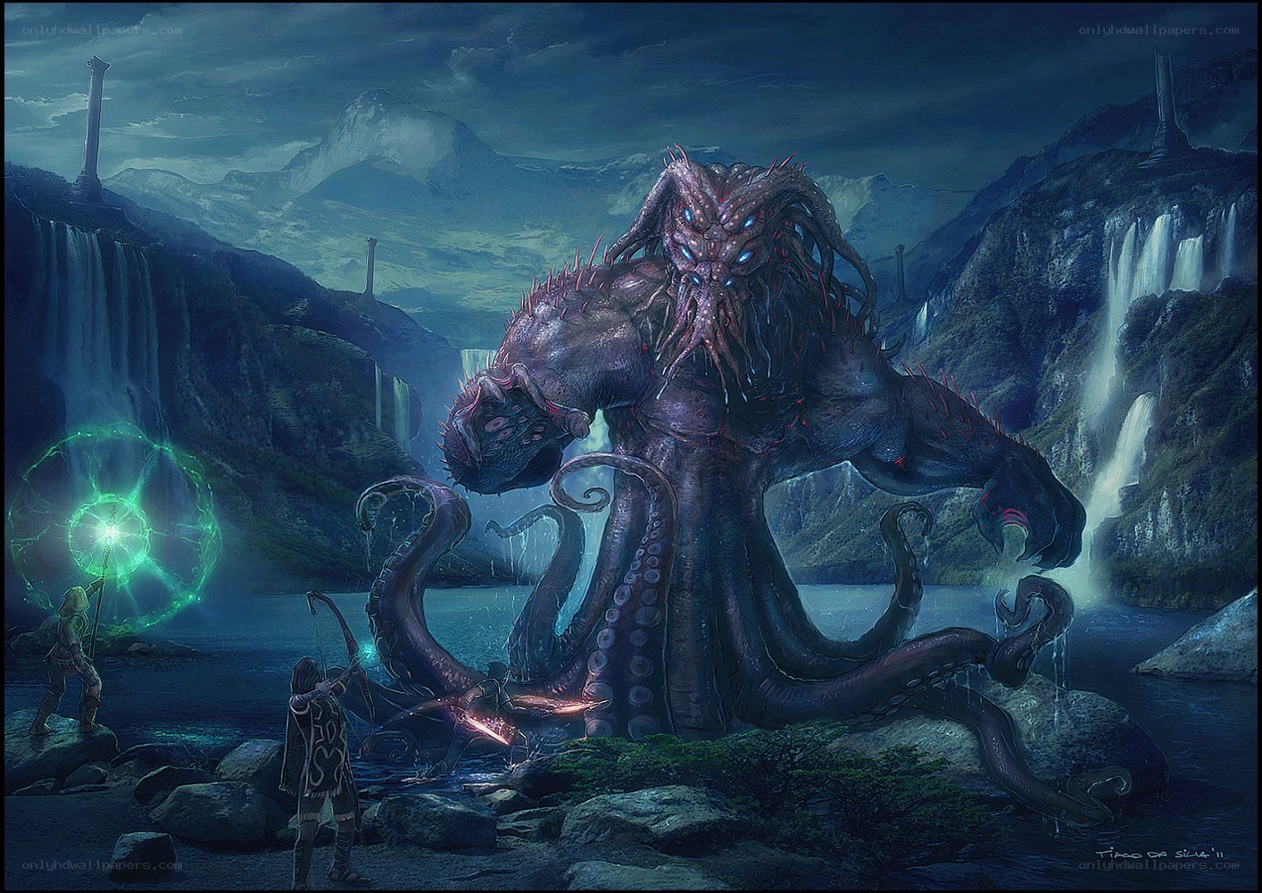 Warriors face giant octopus monster