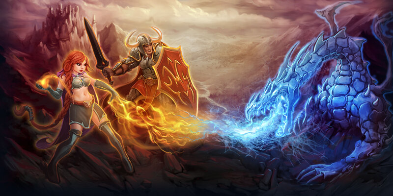 Warriors Fighting Dragon — Blue